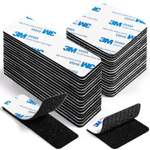 Klettband Selbstklebend Extra Stark Schwarz,12 Stück Industrie Rechteck Klettverschluss Doppelseitige Klebende Selbstklebend für Wände,Boden,Gläser, Plastik,Quadrat/Rechteck