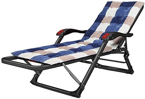 Bequemer Lounge-Stuhl, Gartenstuhl, Lounge-Stuhl, Outdoor-Camping-Klappstuhl, älterer Mittagspausen-Stuhl, Multifunktions-Strandstuhl, belastbar bis 150 kg, mit Kissen (Farbe: Schwarz, Größe: A)