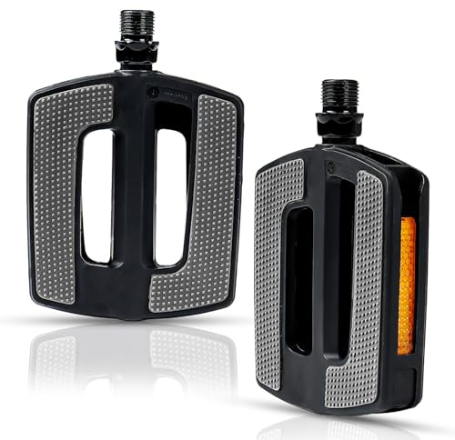 Fahrradpedale, Fahrrad Pedale City/Trekking | Comfort-Pedal | rutschfeste Pedalenaus Gummi | Fahrrad Pedale Set aus PP | inkl. Reflektoren, StVZO, Komfort, Leicht (Grau)