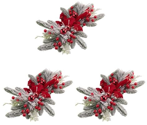 Oikabio 3 x Weihnachtsgirlande für Treppen, Tür, Kamin, , Innen- und Außenbereich, Weihnachtsdekoration, Rot