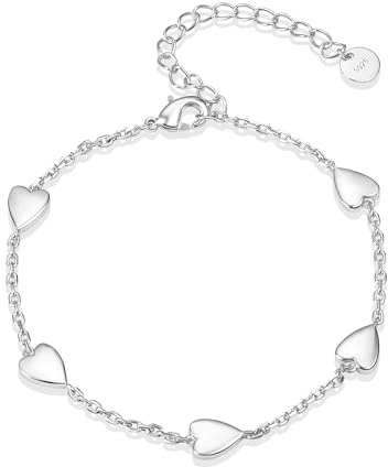 ASH'S CHOICE Silber 925 Armbänder 14K Vergoldet Charm Armkette für Damen | Verstellbar Armbänder für Damen Frauen Anhänger Charm Fußkettchen Freundschafts Armkette Muttertag Valentinstag Weihnachten