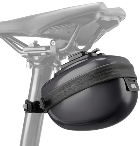 ROCKBROS Sacoche de Selle Vélo Route, Sac de Siège Arrière 0,4L Rigide, Accessoire de Cyclisme pour VTT Vélo Course Universel Installation Facil pour Homme Femme, Titane