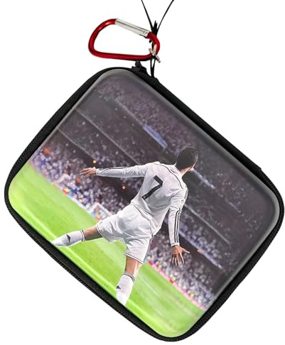 Oirigaga Fussball Sammelkarten Box, Hartschalen-Fußballkarten-Aufbewahrungsbox, Kartenbox Kartenetui Kartenhalter, Tragetasche Sammelbox Organizer für 400 Sportkarten, TCG und MTG Karten, CR7 Weiß