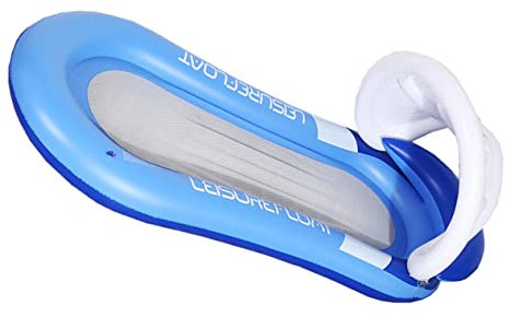 Vaguelly Aufblasbares Schwebebett Mit Abnehmbarem Sonnensegel Wasserhängematte Netzbett Für Komfort Dem Wasser PVC-Material Mit Nylonnetz Aufblasbare Rückenlehne Und Armlehnen Faltbar Und k