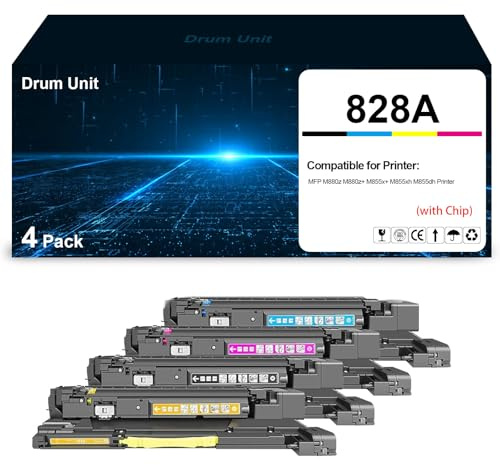 4 Pack 828A Drum Unit Replacement for CF358A CF359A CF364A CF365A Image Drum Unit Compatible Replacement for Color Enterprise Flow MFP M880z M880z+ M855x+ M855xh M855dh Printer