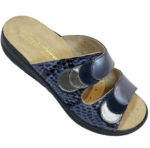 VALDADIGE CIABATTE Comfort DONNA sandali in pelle Tylor con doppio strappo e plantare sanitarie produzione qualità EU (tresor antracite, Sistema Taglie Calzature EU, Adulto, Donna, Numero, Media, 38)