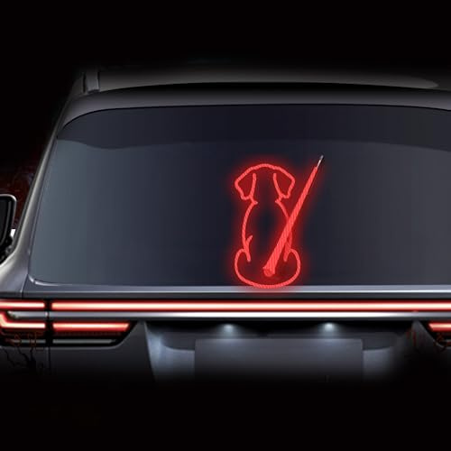 Leniutor Dog Rear Wiper Decal, Reflrctive Vinyl Cute Animal Waving Tail Wiper Stickers, Car Window Bumper Decals for Cars, SUV, Laptop Art Decoration (Red)