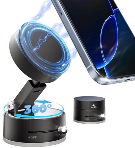 UEEMEE Supporto magnetico pieghevole per auto, girevole a 360°, universale, con forte ventosa per iPhone, Samsung, tutti gli smartphone e tutti i modelli di auto