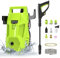 Nettoyeur Haute Pression 1800W,140Bars 380l/h Nettoyeur Haute Puissance avec buse réglable de 0 à 180°, Pistolet et Flexible Haute Pression 7m, Idéal pour Maison, Jardin et Voiture