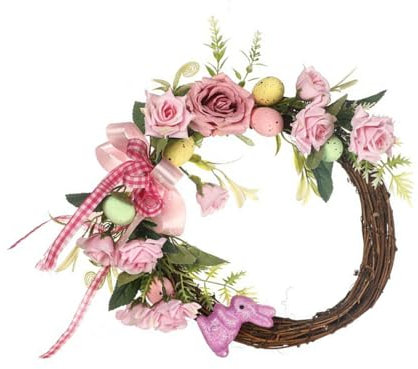 Couronne de fleurs artificielles faite à la main avec fleurs sauvages et baies artificielles, décoration saisonnière pour la maison et la fête