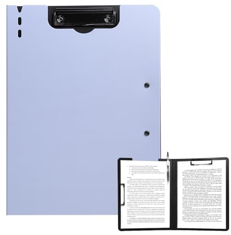 FRETONBA Porte-documents A4, Dossier avec Porte-bloc et Couvercle, Porte-documents avec 2 Pinces, Tableau pour Bureau/Chantier/École, Violet