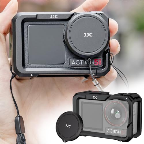 JJC Osmo Action 5 Pro 4 3 Metal Protective Cage with Lens Cap & Wrist Strap | Aluminium Frame for DJI Osmo Action 5 Pro 4 3, Camera Cage with Cold Shoe Magnetic Quick Release for Action5 Action4 Action3