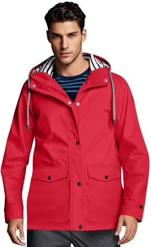 MOKBAY Chaqueta de Trabajo Hombre Entretiempo Impermeable Softshell Ropa de Agua Chubasquero Running Rojo Chaqueta Lluvia Transpirable con Capucha Trench Coat Hombre Rojo 3XL