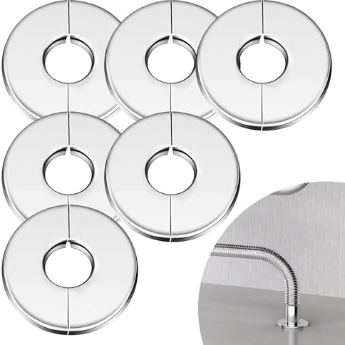 6Pcs Wall Split Flange Pipe Covers, 1.33 Self-Adhesive Escutcheon Collar