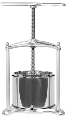 Prensa de vino manual con barriles dobles de acero inoxidable y mango en T para moler y exprimir frutas eficientemente