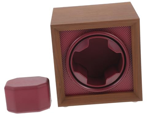 iplusmile Caja De Exhibición Enrollador De Relojes Mecánicos Automáticos De Madera Negra Nogal, Estuche Giratorio Interior Abs Rojo, 1 0 Modos Ajustables para Coleccionistas y Uso Doméstico
