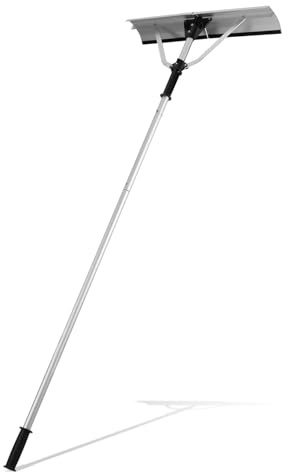 Hebitod Photovoltaik Schneeschieber Aluminium Dachschneerechen mit Gummileiste Kratzfest 196-636cm einstellbar rutschfest rostbeständig klappbarer Rechenkopf mit Rollen einfach zu lagern Schneeräumer