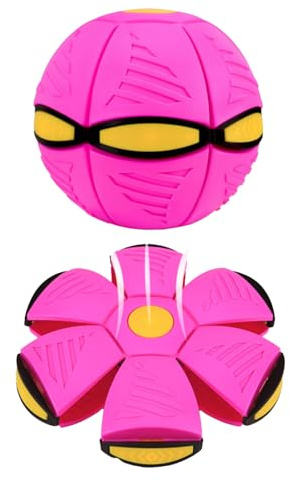 Pelota Saltarina Niños Gracioso Metaball Mágico, Platillo Volador Magic Metaball con 6 Luces, Children's Bouncing Ball para Interacción Entre Padres E Hijos (A02-Rosa(Versión sin luz))