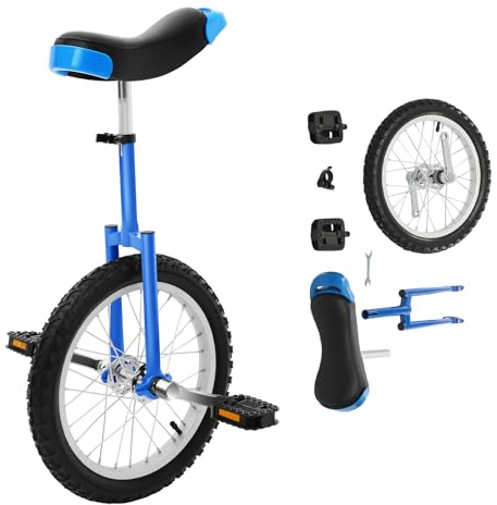 ROGONPDK Monociclo da 16 pollici, monociclo con 2 pedali, monociclo per adulti, monociclo regolabile in altezza, per impiegati, appassionati di ciclismo e altri (blu)