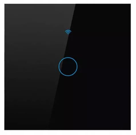 Kraslaw Smart WLAN Touch Lichtschalter 1-fach Schwarz – Glas Front, WiFi & Bluetooth, Tuya Smart, ohne Neutralleiter, Alexa & Google Home