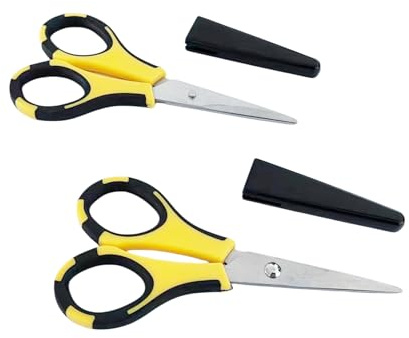 Precision Craft Scissors Stainless Steel Paper 2PCS Crafting Scissors Stainless Steel Paper with Safety Cap Ergonomic Non-Slip Handles for Adults and Kids or Home Office School