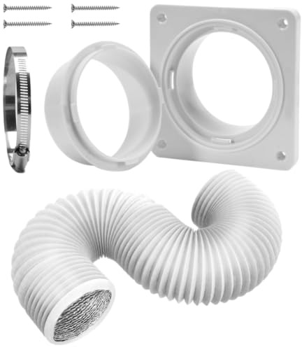 Kit de Ventilation pour Climatiseur Mobile, Tuyau Flexible d'Évacuation avec Connecteur Mural, Joint d'Étanchéité et Collier, Compatible avec Climatiseur Portable et Système d'Aération
