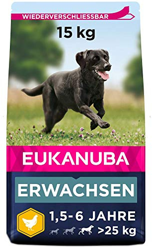 Eukanuba Hundefutter mit frischem Huhn für große Rassen, Premium Trockenfutter für ausgewachsene Hunde, 15 kg