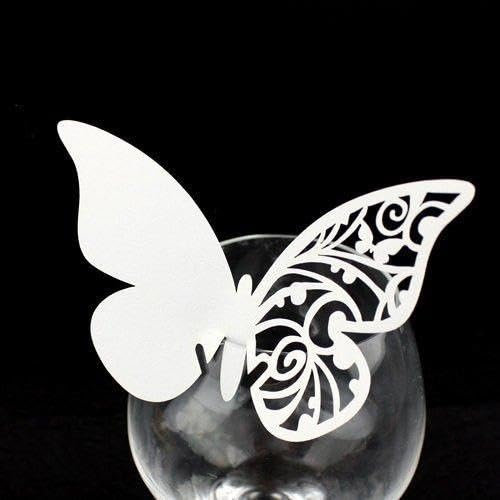 N.100 farfalle Segnaposto segnabicchiere BIANCA PERLATA bomboniera matrimonio segnatavolo sposa