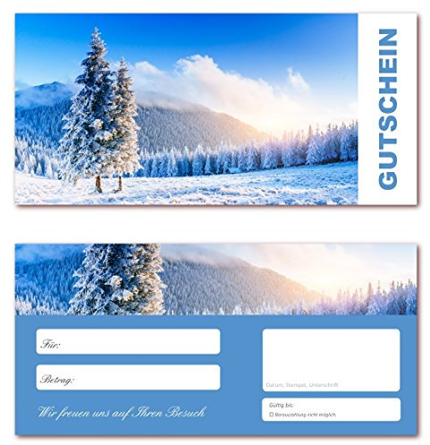 20 Stück Geschenkgutscheine (Winterlandschaft-622) Gutscheine Gutscheinkarten für Bereiche wie Reisen, Urlaub und Wellness