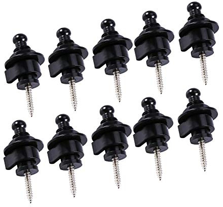 Tbest Gitarrengurt Knöpfe, Gitarrengurtschlösser 10 x Gitarren Metall Bass Gurtschlösser rutschfestes Straplocks Zubehör für E-Gitarre, Akustikgitarre, E-Bass, Akustikgitarre (schwarz)