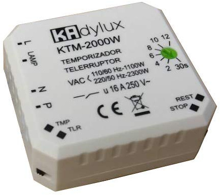 Kadylux Temporizador Telerruptor KTMPAS-2000 Negro 3 Configuraciones