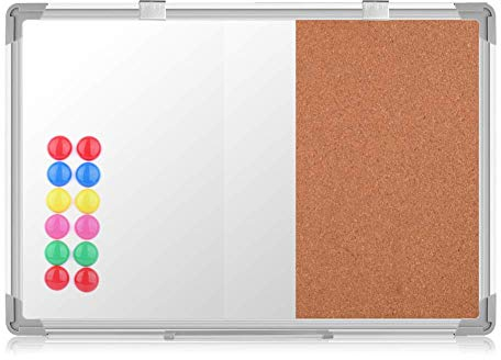 S SIENOC 100x50cm Kombinations notizbrett Whiteboard Magnetwand mit Alurahmen Magnetisch Whiteboard und Magnettafel Pinnwand Weiß lackier