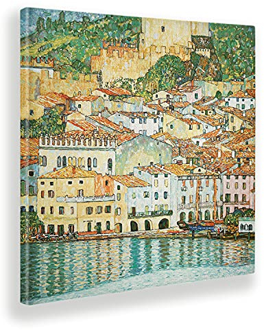 Giallobus - Gemälde - Gustav Klimt - Malcesine sul Garda - Leinwand mit Standardrahmen - 100x100 - Bereit zum Aufhängen - Moderne Gemälde für zu Hause