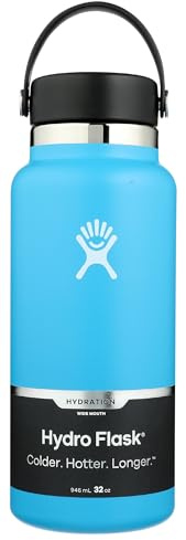 HYDRO FLASK - Water Bottle 946 ml (32 oz) - Vacuum Insulated Stainless Steel Water Bottle with Leak Proof Flex Cap and Powder Coat - BPA-Free - Wide Mouth - Pacific