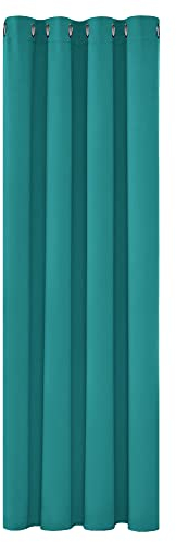 Deconovo Thermal Door Curtain Thermal Insulated Blackout Ring Top Curtain for Girls Bedroom 52x 84 Turquoise 1 Panel