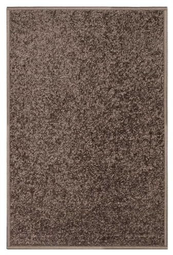 OLIVO.shop Tappeto Salotto Moderno, Tappeto Soggiorno, Tappeti Camera da Letto, Tappeto Salotto Lavabile, Morbido, Tinta Unita, LIVING MARRONE (133x190 cm)