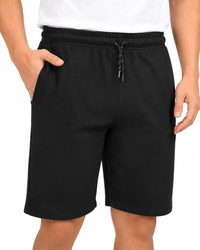COMEOR Sportbyxor herr korta byxor herr shorts, korta joggingbyxor herr löpshorts herr sommar bomull träningsbyxor bermuda shorts byxor träningsbyxor tennisbyxor, svart, XL