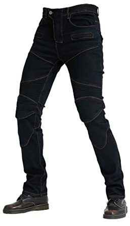 YXYECEIPENO Anti-Drop-Motorradjeans, Motorradhose Für Damen Gewaschenes Denimgewebe Ist Verschleißfest, Winddicht, Atmungsaktiv Und Reißfest Bequemer Zu Bedienen (S = 28, 2 Farben, Unisexhose)