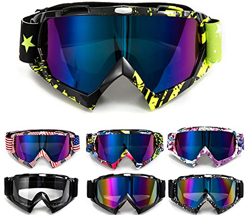 APEBAZY - Gafas de motocicleta para motocross, gafas para bicicleta de tierra, gafas ATV para carreras todoterreno, gafas de motocross, gafas de conducción, gafas antiviento, antiniebla, UV, gafas de