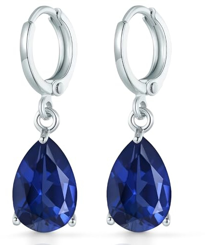 Crystalline Azuria Tropfenfürm Ohrringes 18ct Weiß Vergoldet Haken Ohrhänger mit Zirkonia Kristalle für Damen und Mädchen