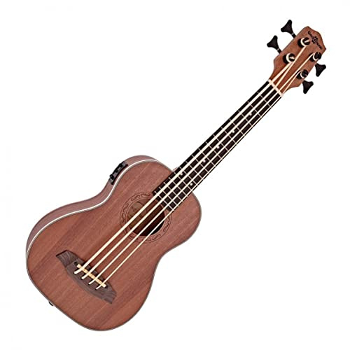 Sapele Elektroakustische Bass-Ukulele von Gear4music - Elektrisch | Speziell Entwickelter Bass-Vorverstärker für Präzisen Verstärkten Ton, Sapele-Bauweise, Ebonisiertes Griffbrett