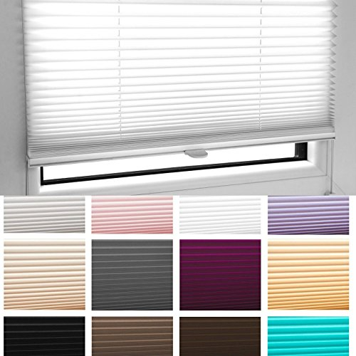 PLISSEE FALTROLLO Jalousie INKL. KLEMMTRÄGER Weiss Sand Mocca Beere Schwarz Anthrazit Türkis ROSA LILA HELLGRAU BEIGE Schokobraun - MEGA Auswahl im Shop - 80 Breiten - 12 Farben (rosa, 90x200 cm)