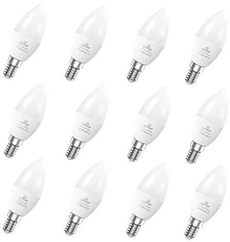 Lampadine a LED e14 Candela C37 6W Luce Bianca Fredda,6500k Equivalenti 40W | 550lm Non Dimmerabile,Attacco Piccolo E14 SES risparmio energetico Nessun Sfarfallio Lampadina Confezione da12