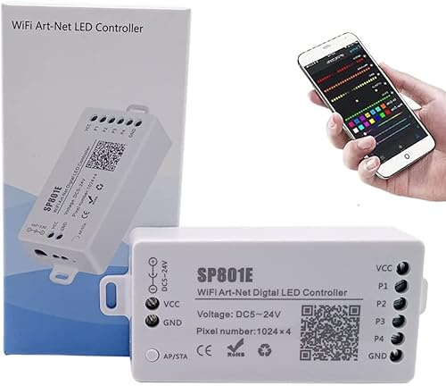 TOPXCDZ SP801E WiFi Art-Net Magic LED Controller LED Matrix Panel Modul WS2812B WS2811 Lichtleiste Drahtlose Steuerung iOS Android DC5-24V