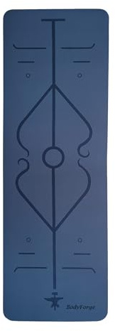 BodyForge Yoga Mat Thick Exercise Mat Thick 8mm TPE Eco-Friendly with Alignment Marks Non-Slip Extra Thick High-Density for Women Men Workout Pilates (Blue/Light Blue)