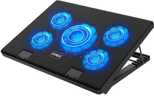 Strex Refroidisseur d'ordinateur portable - 12 - 17 pouces - Réglable - 5 Ventilateurs - Refroidisseur d'ordinateur portable - Refroidisseur de refroidissement