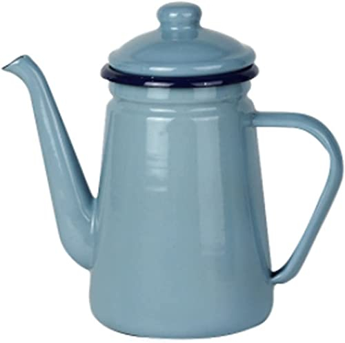 REJOON Perkolator Kaffeekanne 1,1 l Emaille-Kaffeekanne Handteekanne Induktionsherd Gasherd Emaillekanne Wasserkocher Teekanne