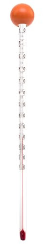 Lantelme Glas Thermometer 24cm mit Holzkugel Orange Temperaturanzeige -10°C bis 110°C Analog | Teewasser Tee Thermometer auch für Babyflasche in der Küche zum Einkochen von Lebensmitteln (Orange)