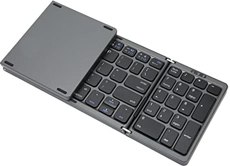 Goshyda Tastiera Bluetooth Pieghevole, Tastiera Wireless Portatile a 81 Tasti con Tastierino Numerico, Tastiera Pieghevole Tascabile Ricaricabile USB C per Tablet Portatile