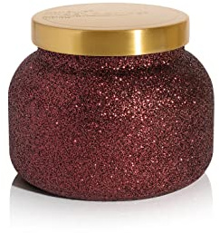 Capri Blue Signature Glam Jar Candle - Long Lasting Soy Wax Blend - Glitter Candles for Home Scented with Luxury Holiday Scents (Tinsel & Spice, 19 oz)